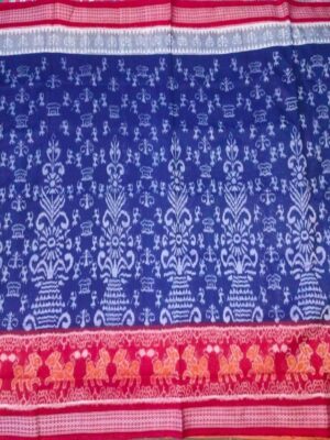 Blue Tribal Motif Sambalpuri Silk Saree - Utkalika Odisha