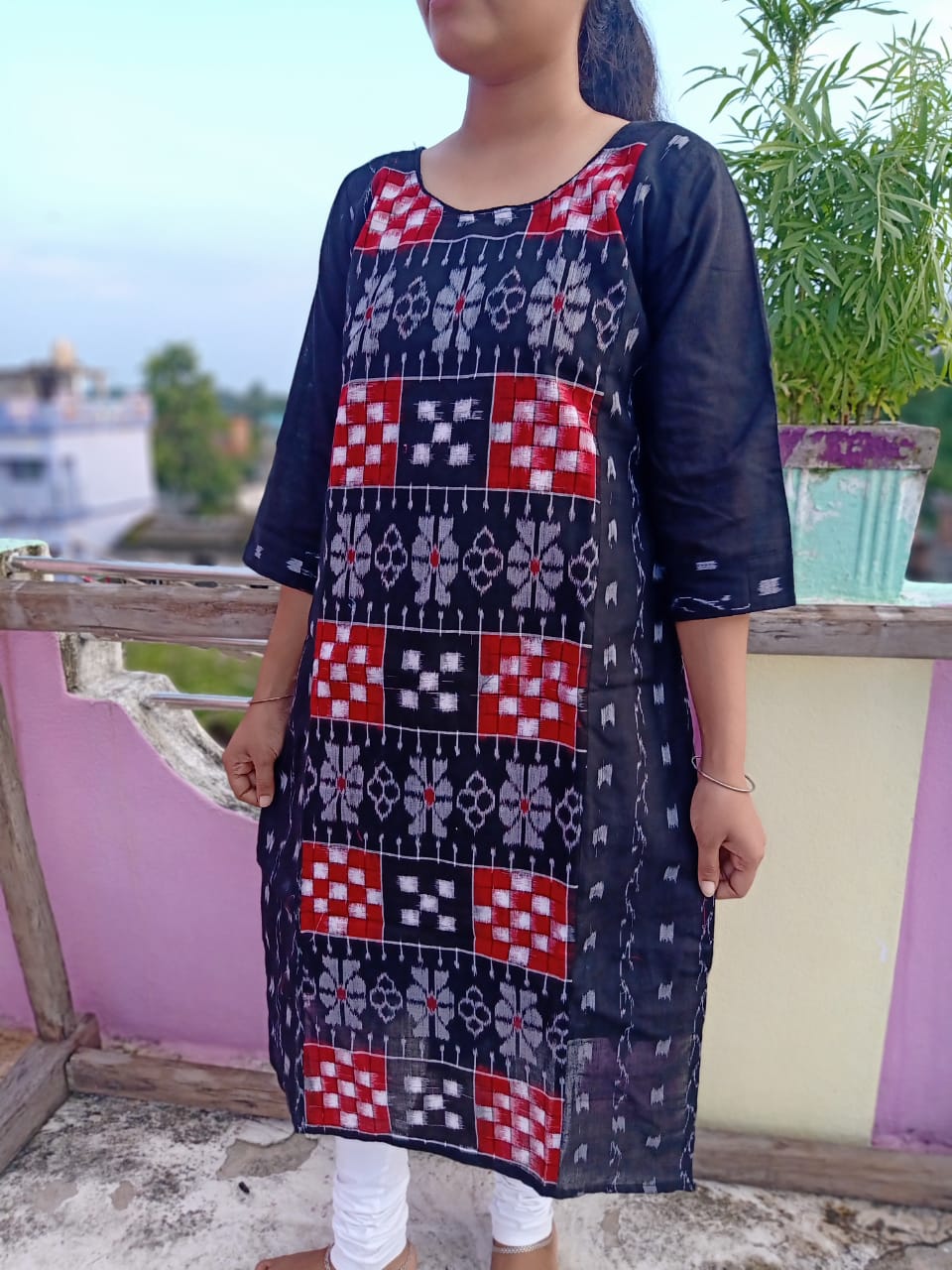 Kalamkari Sambalpuri patch work gown